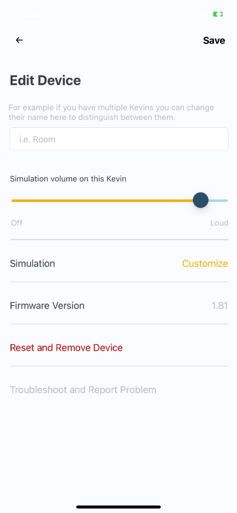 Kevin app edit device screen